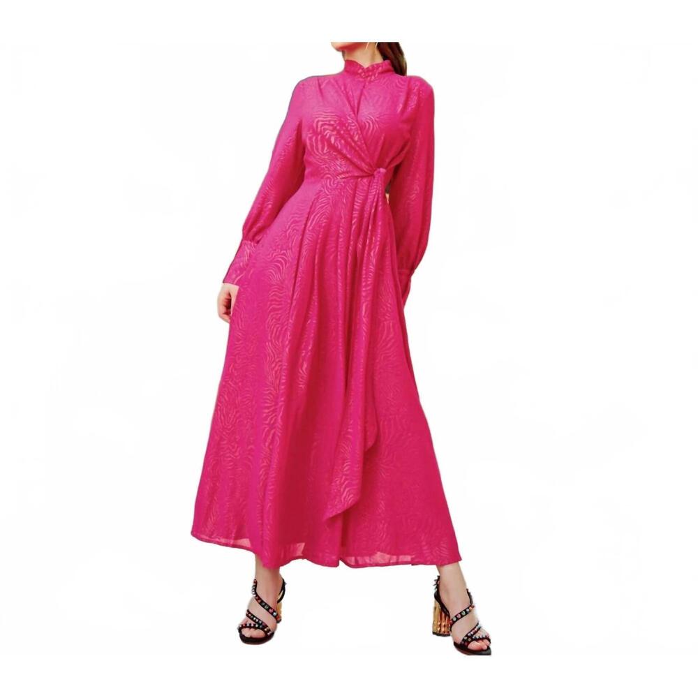 NEW ESTEEM COUTURE ahava chiffon dress in fuchsia